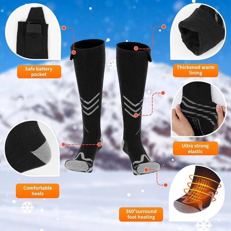 MANAKASA Heated Socks for Men Women, 5000mAh*2 Battery Upgraded Rechargeable Electric Heated Socks with 4 Heating Levels for Hunting, Camping, Hiking, Fishing, Outdoor Activities - Image 4